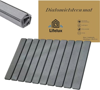LifeLux Diatomiet multifunctionele opvouwbare stenen badmat / afdruipmat 60x40cm antislip - Douchemat Sneldrogend antibacterieel - Ecologisch opvouwbaar design diatomite