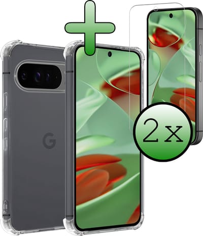 Hoesje Met Screenprotector - 2 Stuks - Geschikt voor Google Pixel 9 Pro - Sterk & Shockproof - Siliconen Case - Back Cover - Telefoon Hoes - Shock Proof - Transparant