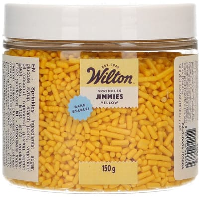 Wilton Jimmies - Geel - 150g - Eetbare Taartdecoratie - Strooisels voor Cakes, Cupcakes en Koekjes