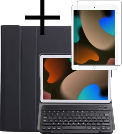 Hoes - Geschikt voor Apple iPad 7 (2019) - 10.2 inch - 7e Generatie - Met Screenprotector - Keyboard Book Cover - Toetsenbord Case - Hoesje - Zwart
