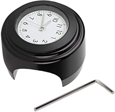 Dailygoods- Motorfietsstuurhorloge Waterdicht - Kwartshorloge - Aluminium - Accessoires - 7/8 Inch Montage - Zwart/Wit Wijzerplaat - Motorhorloge