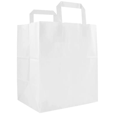 Papieren tasjes 50 stuks Budget - Wit - A5 26x26x17cm - Cadeautasjes - Papieren tasjes met handvat