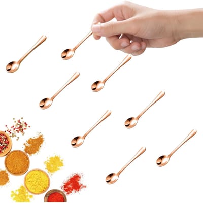 Dailygoods- Kruidenlepel 7,5 cm - Roestvrij Stalen Lepels - Set van 8 - Mini Maat - Duurzaam - Herbruikbaar en Lichtgewicht - Mini Lepel