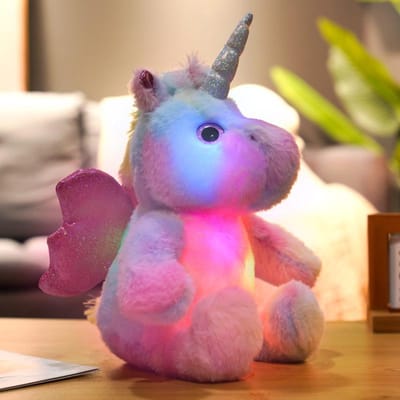 25cm Kleurrijk Gloeiende Engel Eenhoorn Pluche Speelgoed Kawaii Gekleurd Licht Lichtgevend Dier Eenhoorn Kussen Gevulde Poppen Voor Kinderen veelkleurig