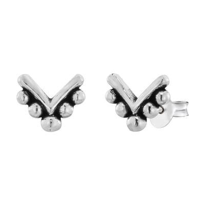 WeLoveSilver - oorstekers zilver - v-vorm - bolletjes - hypoallergeen