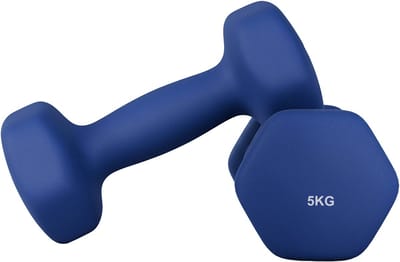 SONGMICS - Dumbells - Dumbells 5 kg - Hexagon Dumbells - 2 x 5 kg - Voor Krachttraining Thuis
