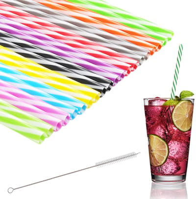 Rietjes, 23 cm, herbruikbaar, met rietjesborstel, voor warme en koude dranken