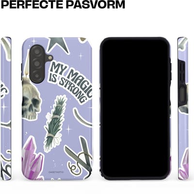 Casetastic hoesje geschikt voor Samsung Galaxy A26 - Dubbellaagse bescherming - Lila Paarse Hekserij Strong Magic Sterren Collage - Fashion Case - Lila Lichtgrijs Wit