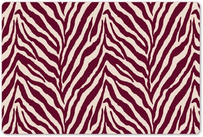 Placemats 45x30 cm - Placemat kunststof - 1 stuk - Zebra - Motief - Bordeaux - Rood - Borden onderleggers - Decoratie voor op tafel - Keuken tafeldecoratie accessoires - Vinyl onderlegger - Tafelversiering