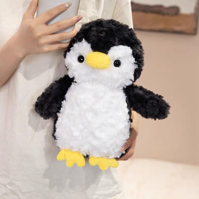 Peluche Mannequin Pingouin Doux Réaliste Mignonne Peluche Animale En Peluche Poupée Kawaii Pour Cadeau d'Anniversaire Décoration de Maison Chambre à Coucher 30cm noir