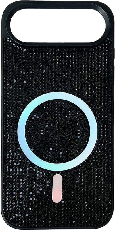 Casemania Hoesje Geschikt voor Apple iPhone 17 Air - Zwart - Diamant Glitter Backcover Geschikt voor MagSafe - Draadloos Oplaadbare Telefoonhoesje
