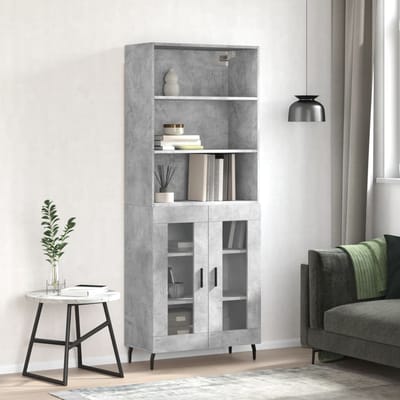 vidaXL - Hoge - kast - 69,5x34x180 - cm - bewerkt - hout - betongrijs