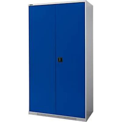 Schäfer Shop Geniu FS vleugeldeurkast, staal, met ventilatiegaten, B 1055 x D 520 x H 1950 mm, 5 OH, witaluminium/ gentiaanblauw, tot 500 kg