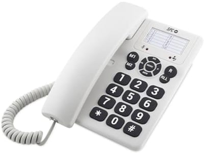 Witte Bureau of Wandtelefoon met Grote Toetsen en Hoog Belvolume