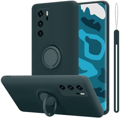 Cadorabo Hoesje geschikt voor Huawei P40 in LIQUID GROEN - Beschermhoes van flexibel TPU silicone Case Cover met ring
