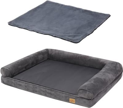 BingoPaw Orthopedisch Hondenbed Grote Honden - XL 120x90x20 cm - Hondensofa Hondenmand met Schuimkussen - Wasbaar Afneembaar Pluizig - Antislip Hondenbedden -Grijs