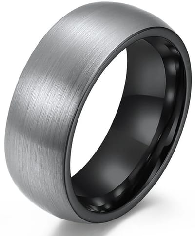 Wolfraam Ring Heren Zwart met Geborsteld Staal - Tungsten Ring - Zeer Zwaar - Ringen - Papa Cadeau Voor Mannen - Vaderdag