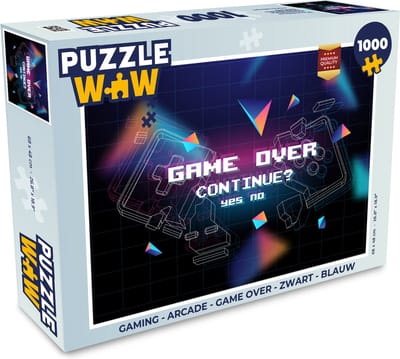 Puzzel Gaming - Arcade - Game Over - Zwart - Blauw - Gamen - Legpuzzel - Puzzel 1000 stukjes volwassenen
