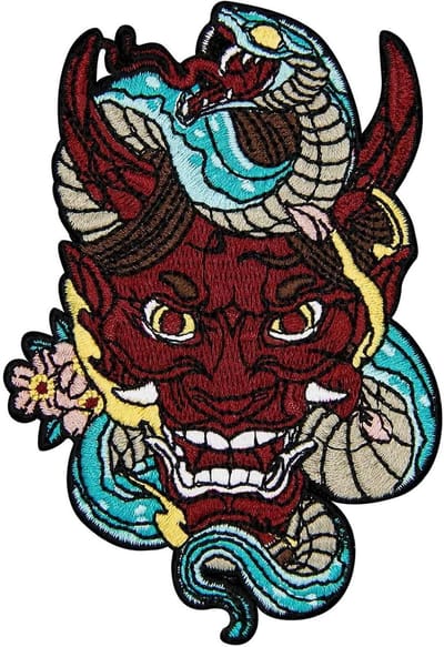 Hannya Mask Patch 7x10 cm - Geborduurd - Geschikt voor strijken of naaien - Duurzaam en wasmachinebestendig - ShopVlot