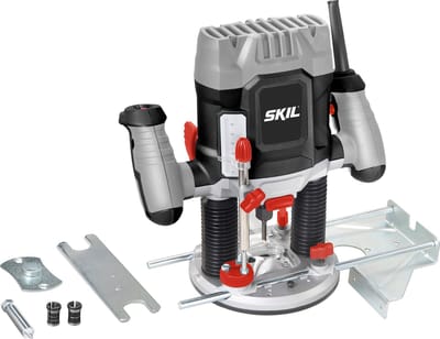 SKIL Bovenfrees 1200W - Freesmachine - Vingerfrees - Spantangen 6, 6,35 & 8mm - Freesdiepte 55mm - Variabele Snelheid - Alle Materialen - Met Breedtegeleider, Centreerpen & Kopieerring - Skil 1841 AA