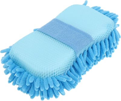 Washandschoen - Universele auto washand, Noedelspons, Elastische band, Zacht, Anti-kras, Blauw