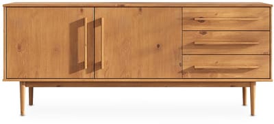 Sideboard TECCA 170 cm met 2 deuren en 3 lades van massief hout – eikenhouten afwerking