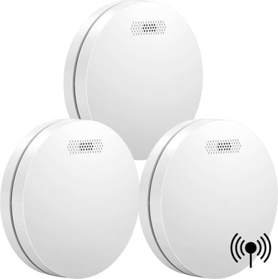 Aroha Link Hittemelder/Rookmelder - 10 jaar batterij - Aroha Sleep Line - Geen standby LED-licht - Slaapkamer vriendelijke brandmelder - Draadloos koppelbare hitte- of rookmelder - 3 set