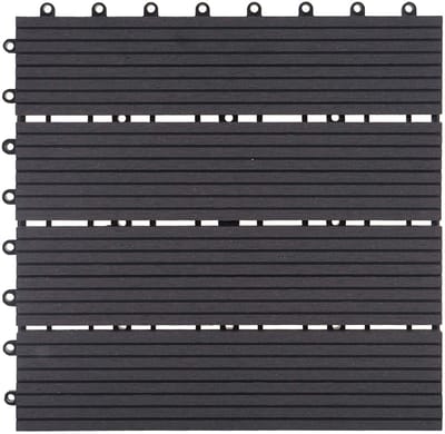 WPC vloertegel Rhone, houtlook balkon/terras, 11x elk 30x30cm = 1m² ~ basis, antraciet lineair