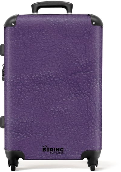 NoBoringSuitcases.com - Grote koffer - Lederen look violet paars - Kinderkoffer geschikt voor jongen en meisjes - Reiskoffer met 4 wielen - Trolley op wieltjes - Rolkoffer groot kinderen - 72 liter - Ruimbagage valies 20kg