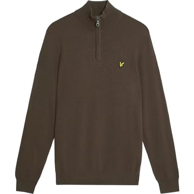 Lyle & Scott Cotton merino quarter zip jumper - espresso