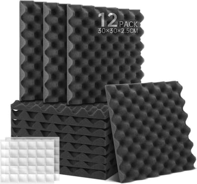 Akoestische Panelen Zelfklevend – Geluidsabsorberend Schuim met Plakband – 12 Stuks – 30 x 30 x 2,5 cm