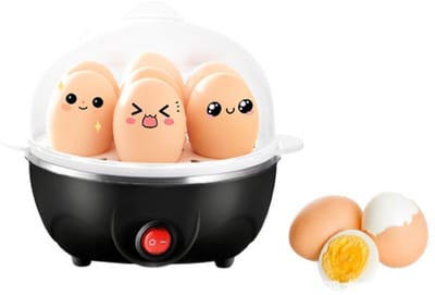Enkele laag anti-droogkoken eierkoker 350W mini stoom-eierkoker huishoudelijk gebruik, kan tot 7 eieren stomen, ontbijt accessoire, inclusief maatbeker, afmetingen ca. 14,5*12,5 cm