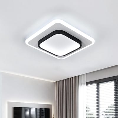 Haobosic - Moderne LED-plafondlamp 30W 3375LM vierkant acryl zwart elegante verlichtingsarmatuur voor woonkamer slaapkamer keuken gang 30CM (koud wit licht 6500K)