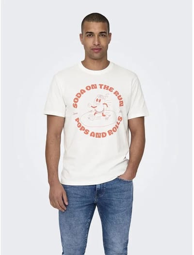 Only & Sons Kim Reg Funny T-shirt Met Korte Mouwen Wit XS Man