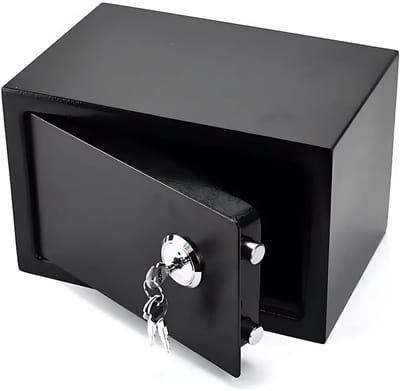 Moderne kluis - 23cm - Brandwerend en waterdicht - Kluisjes met cijferslot - 2 sleutels - Digitaal toetsenbord - Zwart