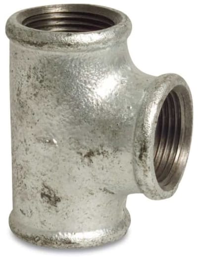 T-stuk tempergietijzer 3/8", gegalvaniseerd draadfitting