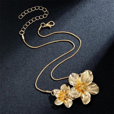 Exquise Elegante Twee Bloemen Hanger Ketting Voor Vrouwen Ketting Sieraden Geschikt Voor Vakantie Bruiloft black