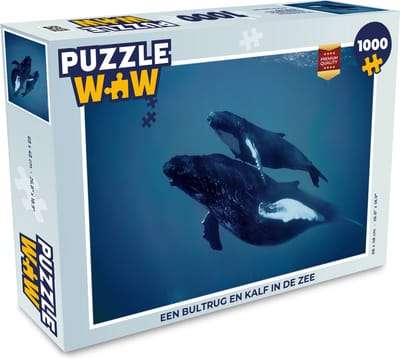 Puzzel Een bultrug en kalf in de zee - Legpuzzel - Puzzel 1000 stukjes volwassenen