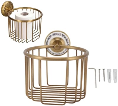 Dailygoods- Toiletrolhouder Goud - Toiletpapier Houder - Staand - Decoratief - Opslag - Organizer - Toiletpapierhouder