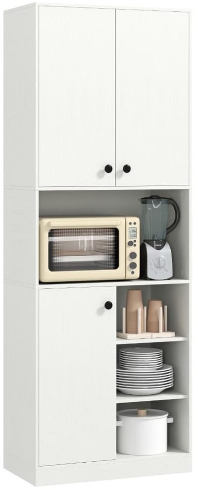Magnetronkast - Keukenkast - Keukenrek Staand - Ovenkast - Rek - 60 x 33 x 166 cm - Organizers - Dubbele Draagplank - Aanrecht Organiser