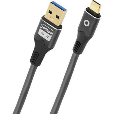 Oehlbach D1C9372 USB-kabel USB 3.2 Gen1 USB-C stekker, USB-A stekker 1 m Antraciet Vergulde steekcontacten