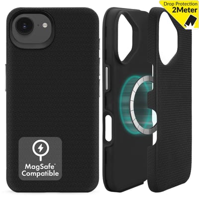 My Style Hoesje geschikt voor Apple iPhone 16e MagSafe Telefoonhoesje Hardcase | My Style Magsafe Tough Backcover Shockproof | Geschikt voor MagSafe | Geschikt voor Draadloos Opladen met Magnetische Ring | Geschikt voor MagSafe Case - Zwart