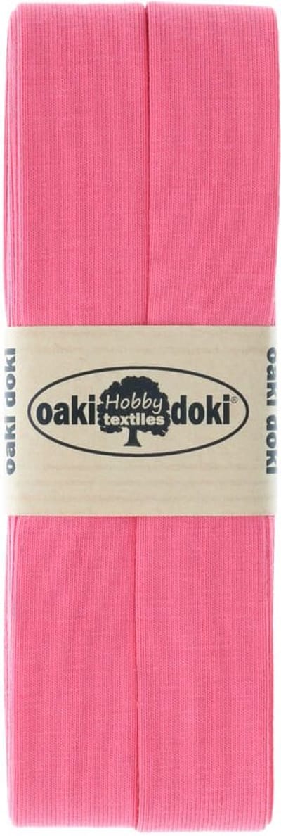 Oaki Doki Jersey Tricot Biaisband 20mm – 3 Meter – Roze 134 – Elastisch Afwerkingslint voor Stretchstoffen