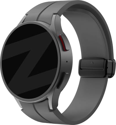 Bandz siliconen band met D-Buckle geschikt voor Galaxy Watch 7 (40 & 44mm) / Watch 6 (Classic) / 5 40mm & 44mm / 5 Pro / 4 & Watch 4 Classic / Watch FE - siliconen smartwatch bandje met magneetsluiting - donkergrijs