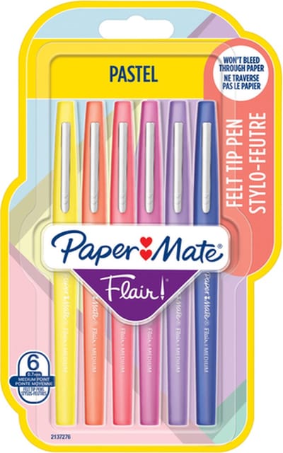 Fineliner paper mate flair pastel blister 6 kleur | 12 stuks