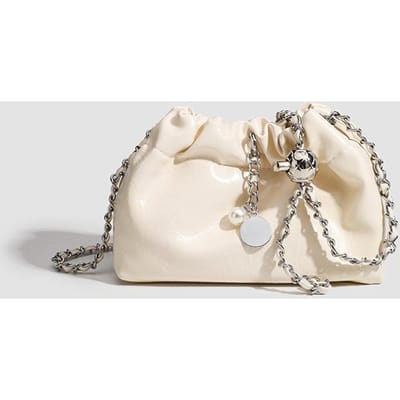 Tas Vrouw Niche Licht Luxe Vouw Wolk Tas Ketting Crossbody Tas Mode Alles Enkel Schouder Emmer Tas beige
