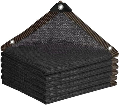 Schaduwnet met oogjes, 2 x 1 m, 71% schaduw, ideaal voor balkon, terras en kassen, zwart schaduwdoek