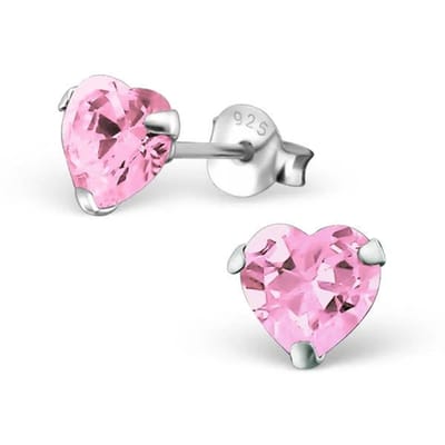 Aramat Jewels | Oorbellen | 925 Zilveren Zirkonia Oorbellen Luxe - Sprankelende Oorstekers | 4mm / Rood | |6mm | Zilver | Kinderen, Volwassenen | Verkleurd niet