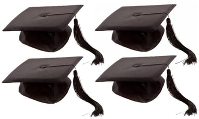 Kruger Luxe afstudeer geslaagd hoedjes - 4x - zwart - 28 x 28 cm - volwassenen - diploma