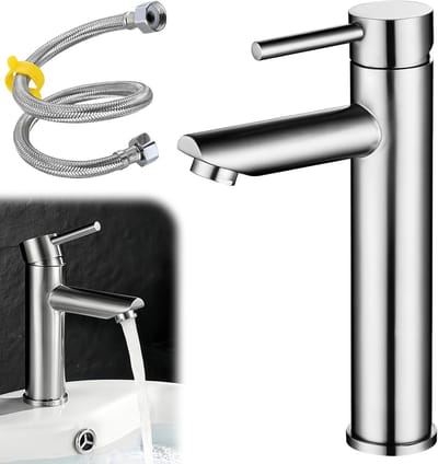 Premium 80cm Aansluitslang voor Koudwaterkraan, RVS Enkele Hendel Kraan voor Klein Wastafel en Badkamer Accessoires